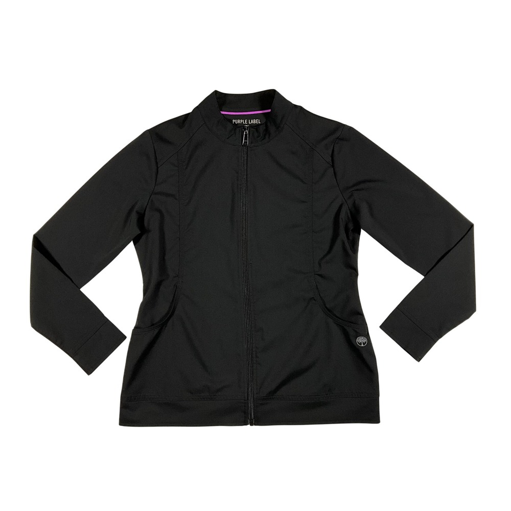 Healing Hands Purple Label Zip Front Black Scrub Jacket Women‎ XSmall